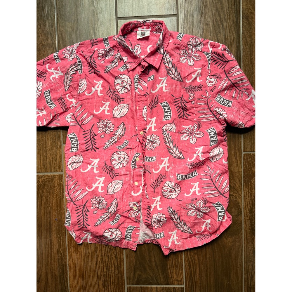 Alabama Crimson Tide Mens Large Wes and Willy Floral Tropical Button Down Shirt